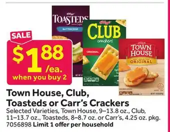 Stop&Shop Town House, Club, Toasteds or Carr's Crackers offer