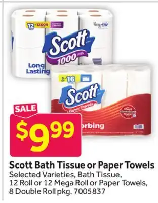 Stop&Shop Scott Bath Tissue or Paper Towels offer