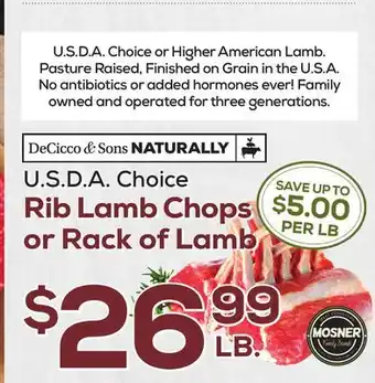 DeCicco & Sons Rib Lamb Chops or Rack of Lamb offer