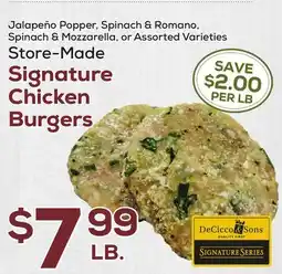 DeCicco & Sons Signature Chicken Burgers offer