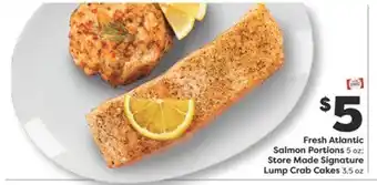 Weis Markets Fresh Atlantic Salmon Portions 5 oz Store Made Signature Lump Crab Cakes 3.5 oz offer