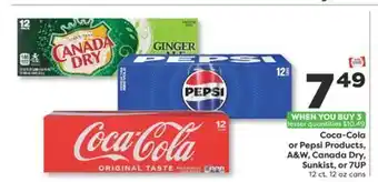 Weis Markets Coca-Cola or Pepsi Products, A & W, Canada Dry, Sunkist, or 7UP offer