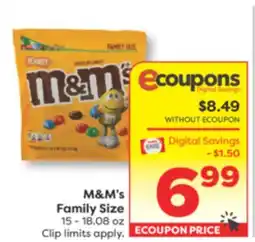 Weis Markets M & M's Family Size offer