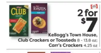 Weis Markets Kellogg's Town House, Club Crackers or Toasteds 8-13.8 oz Carr's Crackers 4.25 oz offer