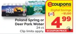 Weis Markets Poland Spring or Deer Park Water offer