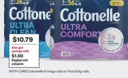 CVS Cottonelle 9 mega rolls or Viva 6 big rolls offer