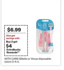 CVS Gillette or Venus disposable razors 3-4 ct offer