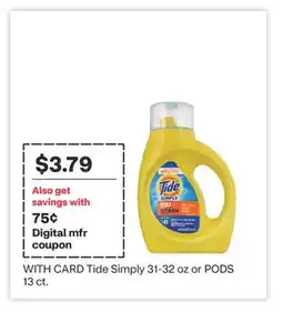 CVS Tide Simply 31-32 oz or PODS 13 ct offer