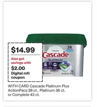 CVS Cascade Platinum Plus ActionPacs 28 ct., Platinum 36 ct. or Complete 43 ct offer