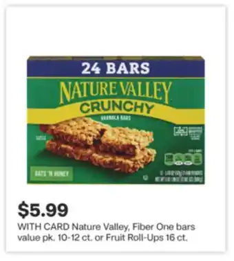 CVS Nature Valley, Fiber One bars value pk. 10-12 ct. or Fruit Roll-Ups 16 ct offer