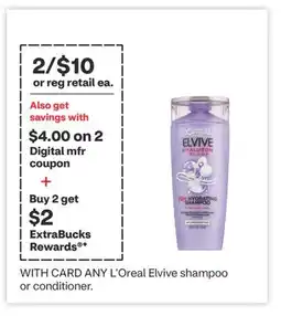 CVS ANY L'Oreal Elvive shampoo or conditioner offer