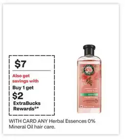 CVS ANY Herbal Essences 0% Mineral Oil hair care offer