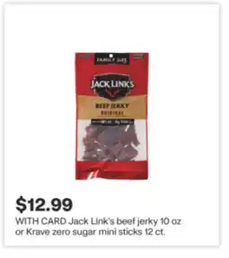 CVS Jack Link's beef jerky 10 oz or Krave zero sugar mini sticks 12 ct offer