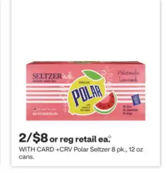 CVS Polar Seltzer 8 pk., 12 oz cans offer