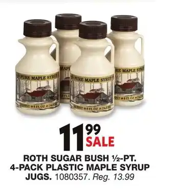 Blain's Farm & Fleet ROTH SUGAR BUSH ½-PT. 4-PACK PLASTIC MAPLE SYRUP JUGS offer