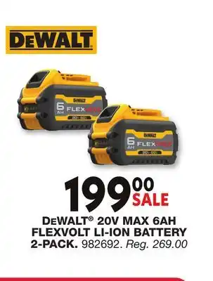 Blain's Farm & Fleet DEWALT 20V MAX 6AH FLEXVOLT LI-ION BATTERY 2-PACK offer