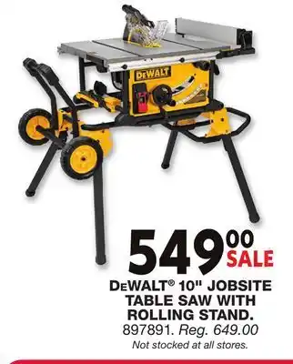 Blain's Farm & Fleet DEWALT 10 JOBSITE TABLE SAW WITH ROLLING STAND offer