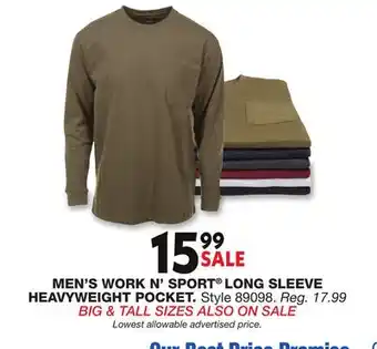 Blain's Farm & Fleet MEN'S WORK N' SPORT LONG SLEEVE HEAVYWEIGHT POCKET offer