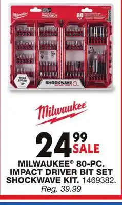 Blain's Farm & Fleet MILWAUKEE 80-PC. IMPACT DRIVER BIT SET SHOCKWAVE KIT offer