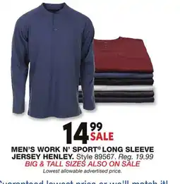 Blain's Farm & Fleet MEN'S WORK N' SPORT LONG SLEEVE JERSEY HENLEY offer