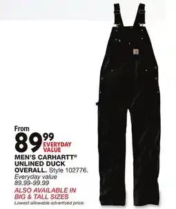 Blain's Farm & Fleet MEN'S CARHARTT UNLINED DUCK OVERALL offer