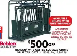 Blain's Farm & Fleet BEHLEN M1-V CATTLE SQUEEZE CHUTE SPLIT TAIL GATE offer