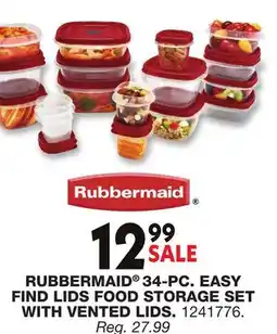 Blain's Farm & Fleet RUBBERMAID 34-PC. EASY FIND LIDS FOOD STORAGE SET WITH VENTED LIDS offer