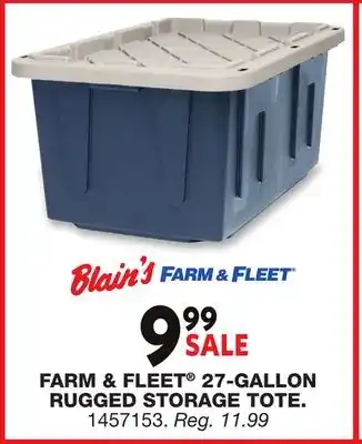 Blain's Farm & Fleet FARM & FLEET 27-GALLON RUGGED STORAGE TOTE offer