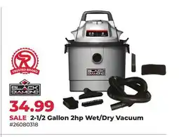 Runnings Black Diamond 2-1/2 Gallon 2hp Wet/Dry Vacuum offer