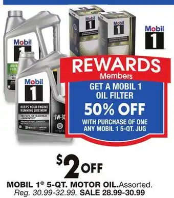 Blain's Farm & Fleet MOBIL 1 5-QT. MOTOR OIL offer