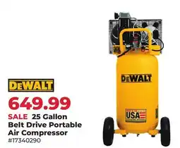 Runnings DeWalt 25 Gallon Belt Drive Portable Air Compressor offer