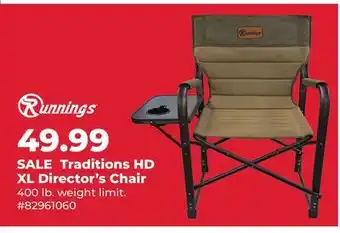 Runnings Runnings Traditions HD XL Director's Chair offer