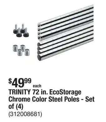 The Home Depot TRINITY 72 in. EcoStorage Chrome Color Steel Poles - Set of (4) offer