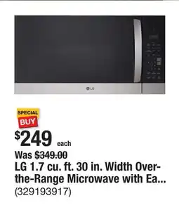 The Home Depot LG 1.7 cu. ft. 30 in. Width Over-the-Range Microwave with EasyClean in Stainless Steel offer