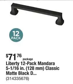 The Home Depot Liberty 12-Pack Mandara 5-1/16 in. (128 mm) Classic Matte Black Drawer Pulls offer