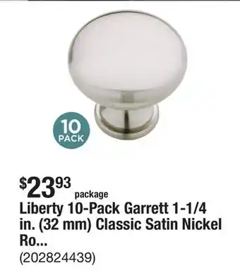 The Home Depot Liberty 10-Pack Garrett 1-1/4 in. (32 mm) Classic Satin Nickel Round Cabinet Knobs offer