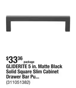 The Home Depot GLIDERITE 5 in. Matte Black Solid Square Slim Cabinet Drawer Bar Pulls (10-Pack) offer