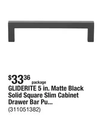 The Home Depot GLIDERITE 5 in. Matte Black Solid Square Slim Cabinet Drawer Bar Pulls (10-Pack) offer