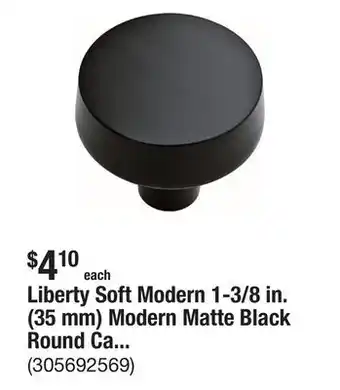 The Home Depot Liberty Soft Modern 1-3/8 in. (35 mm) Modern Matte Black Round Cabinet Knob offer