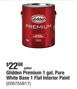 The Home Depot Glidden Premium 1 gal. Pure White Base 1 Flat Interior Paint offer