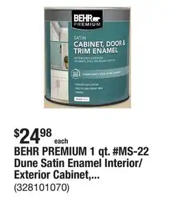 The Home Depot BEHR PREMIUM 1 qt. #MS-22 Dune Satin Enamel Interior/Exterior Cabinet, Door & Trim Paint offer