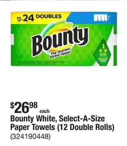 The Home Depot Bounty White, Select-A-Size Paper Towels (12 Double Rolls) offer