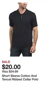 TJ Maxx Short Sleeve Cotton And Tencel Ribbed Collar Polo offer