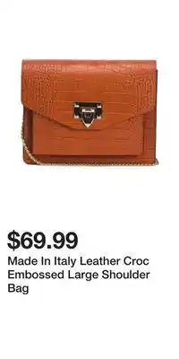 TJ Maxx Made In Italy Leather Croc Embossed Large Shoulder Bag offer