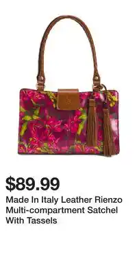 TJ Maxx Made In Italy Leather Rienzo Multi-compartment Satchel With Tassels offer