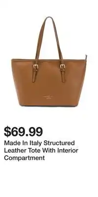 TJ Maxx Made In Italy Structured Leather Tote With Interior Compartment offer