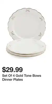 TJ Maxx Set Of 4 Gold Tone Bows Dinner Plates offer