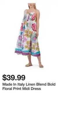 TJ Maxx Made In Italy Linen Blend Bold Floral Print Midi Dress offer