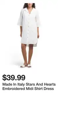 TJ Maxx Made In Italy Stars And Hearts Embroidered Midi Shirt Dress offer