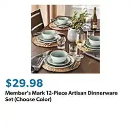 Sam's Club Member's Mark 12-Piece Artisan Dinnerware Set (Choose Color) offer